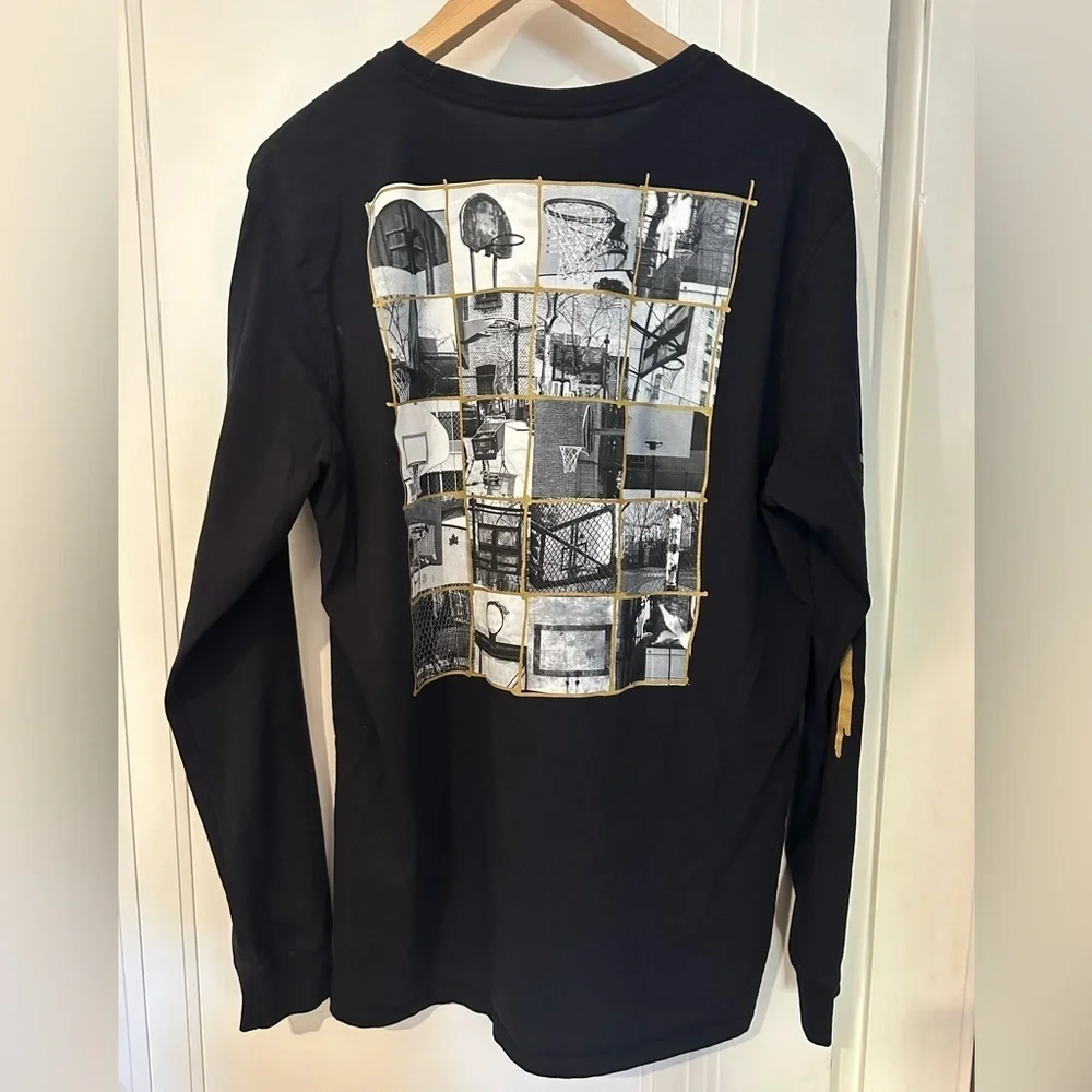 Nike The Nike Tee Athletic Cut long sleeve tee black gold basketball